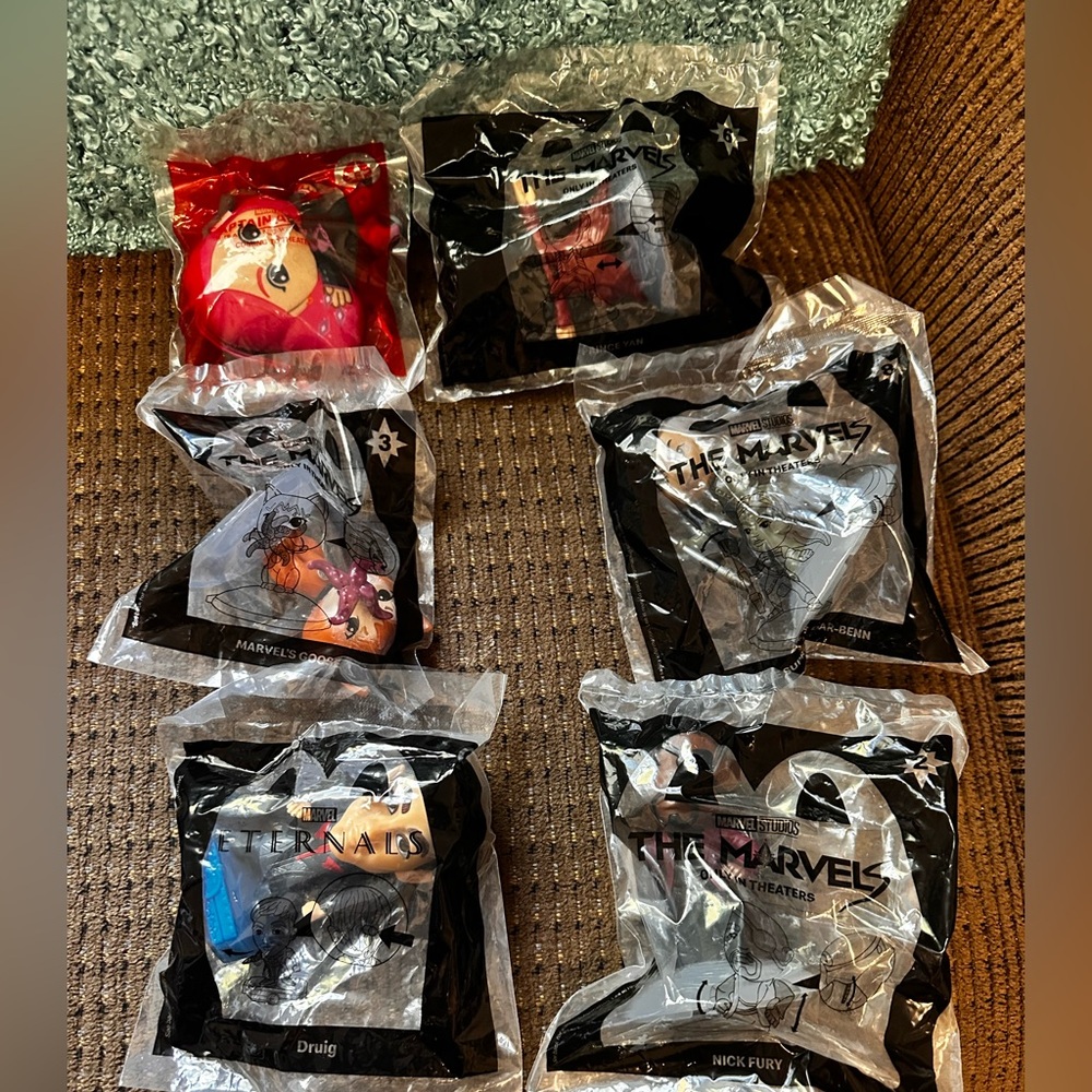 McDonald's Marvel Eternals Action Figures Set - Red, Black, Orange